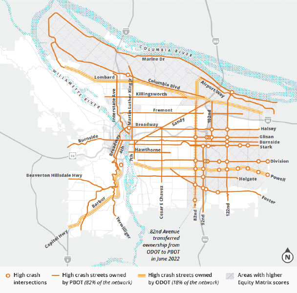 A Map of dangerous areas in Portland